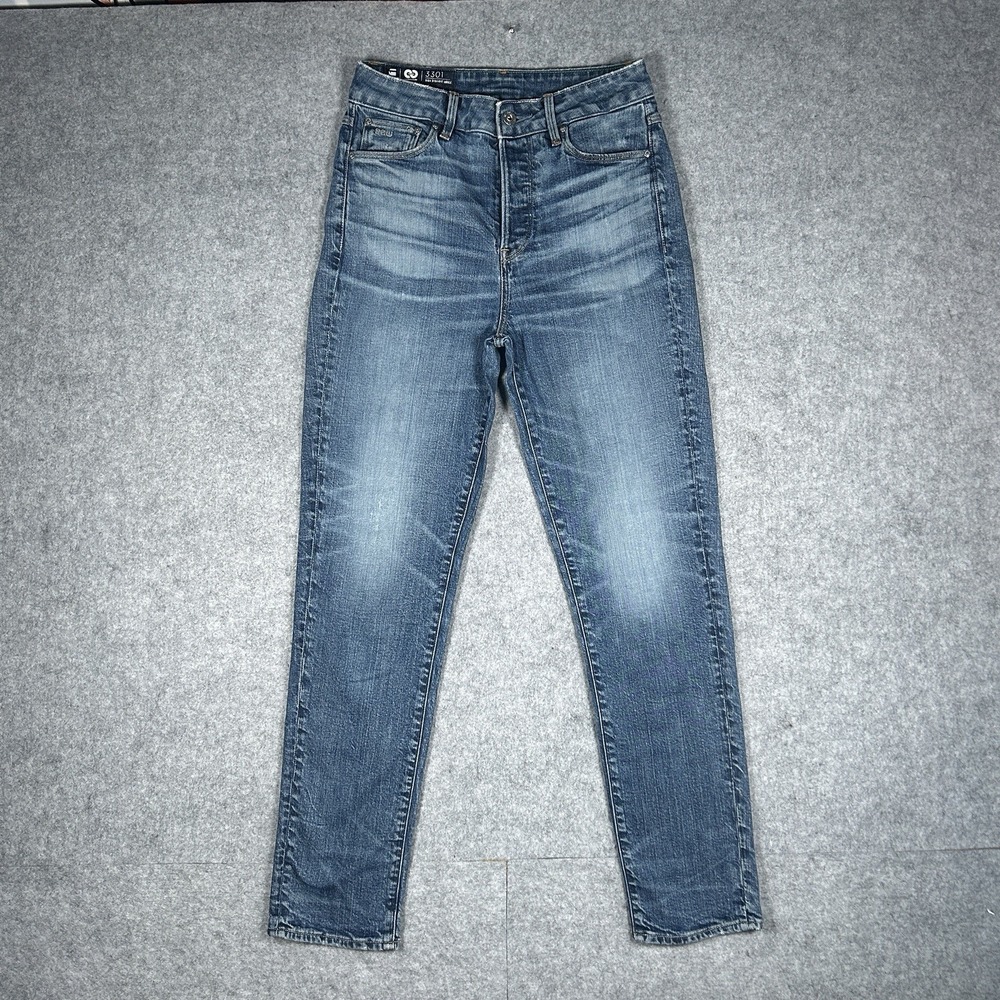 G-Star Raw Denim Jeans High Straight 90s Womens Size 27x32(27x28) Gold Certified